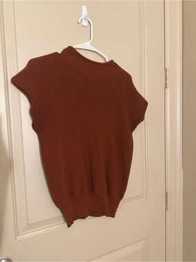 Xxxiticat Rust Brown Knit Short-Sleeve Sweater Top
